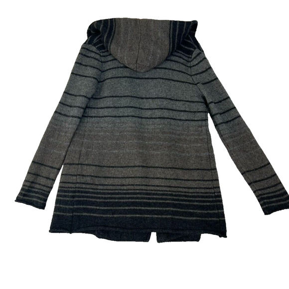 VINCE Cardigan Sweater Women S Sophie Hooded Striped Oversized Grey Black Alpaca - Picture 3 of 10
